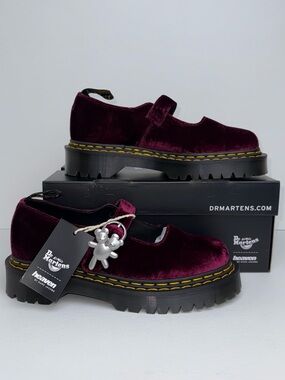 Dr. Martens Addina Heaven Marc Jacobs Velvet Shoes Cherry Red Mary Janes UK 6